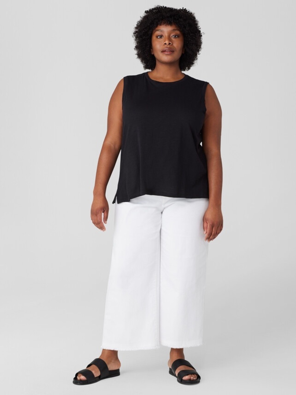 Eileen Fisher 2X Organic Cotton Charcoal Gray Tank Top Minimalist - Picture 8 of 8